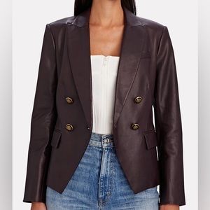 Veronica Beard Gail Leather Dickey Jacket Size 14 Brown/Purple